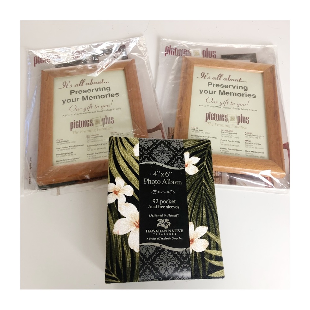 Bundle of Hawaii Koa Picture Frames & Hawaiian Native Treasures Mini Photo Album